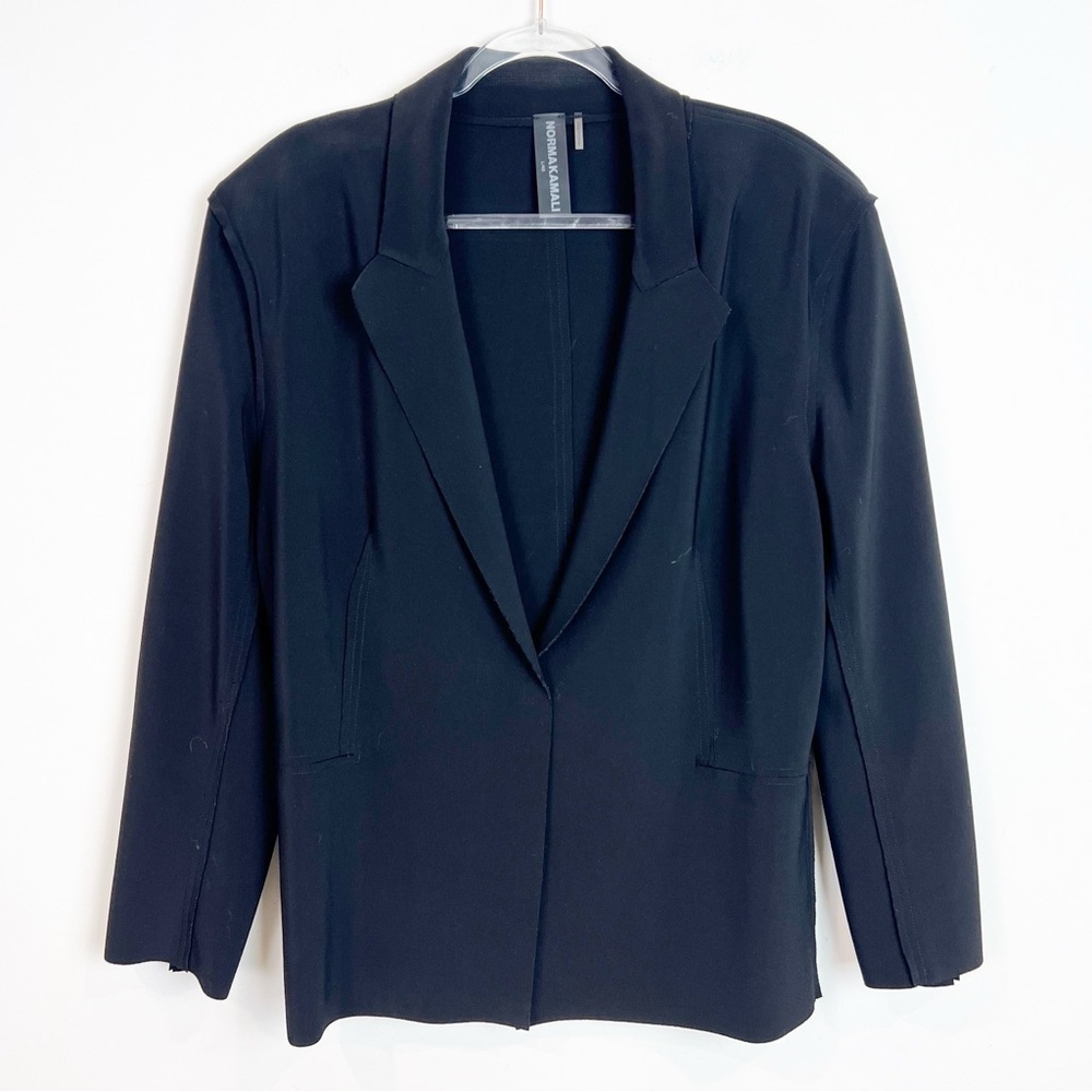 NORMA KAMALI BLACK PONTE KNIT BLAZER JACKET SCUBA DICKEY JACKET SZ LARGE/40